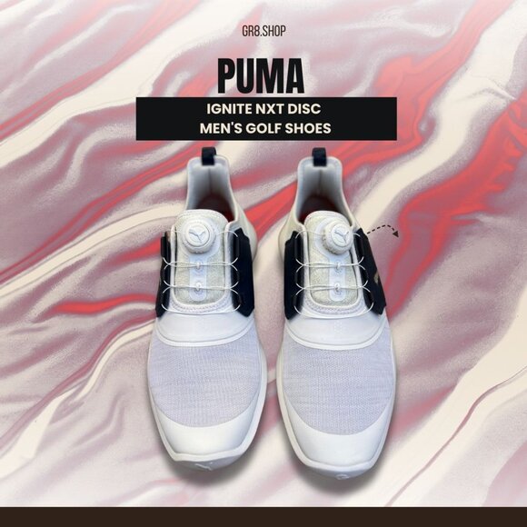 Puma Ignite NXT Disc Mens Golf Shoes Size 10 White/Navy Lightweight Breathable & - Picture 1 of 10